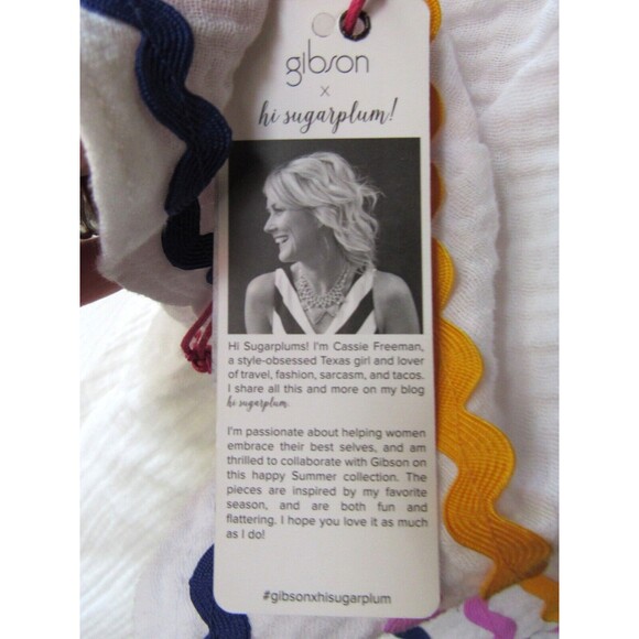 Gibson x Hi Sugarplum! Santa Fe Rickrack Off the Shoulder Top Womens L White - Picture 16 of 16